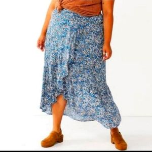 NWT SONOMA BLUE VINTAGE FLORAL SKIRT SZ XL